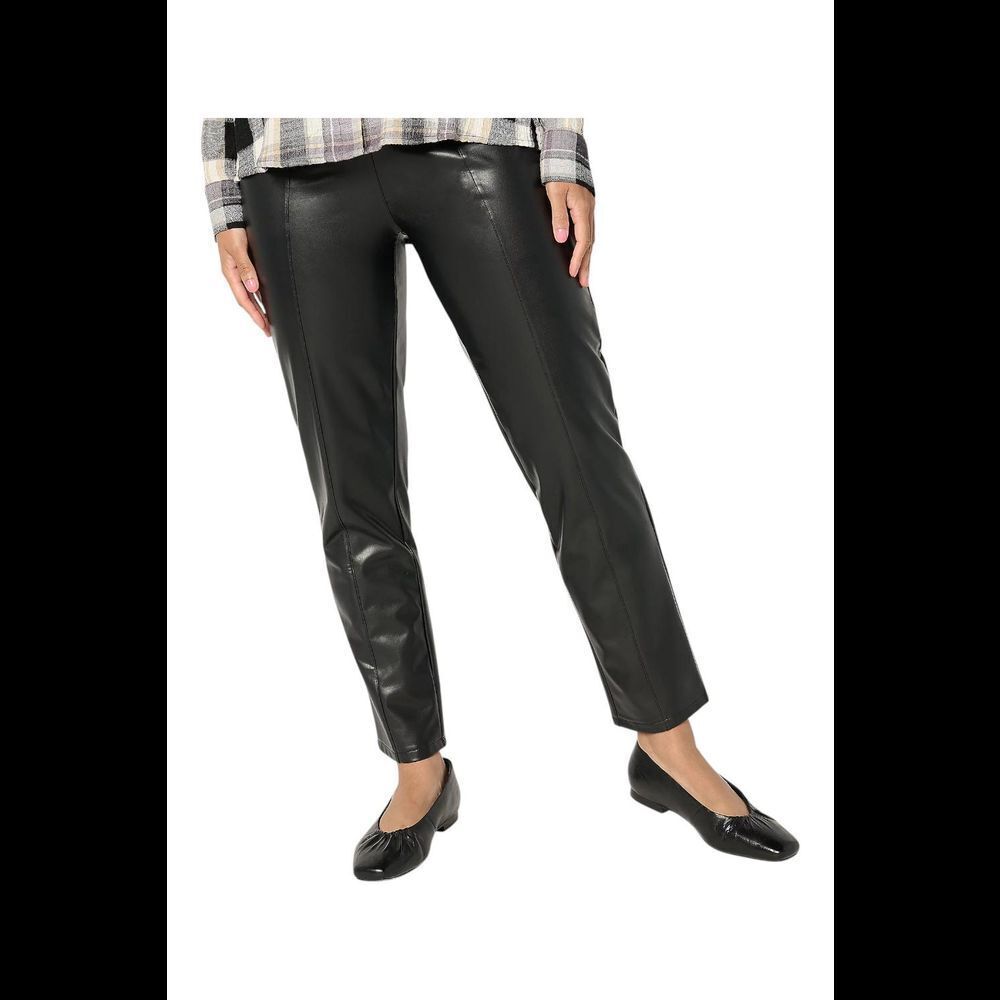 Denim & Co. Women's Signature Faux Leather Pull-On Pant Black - Regular